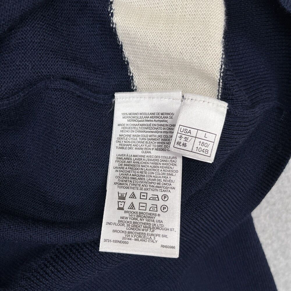 Brooks Brothers Sweater Mens Large Washable Merino Wool Crewneck Skier Ski Knit - Picture 10 of 11